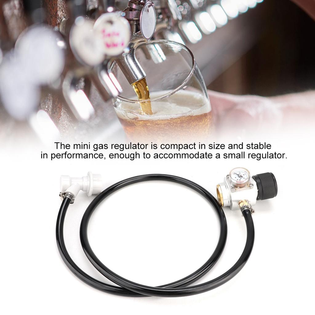 0-90PSI CO2 Mini Gas Regulator 5/16in Gas Line Assembly Pressure Gauge Ball Lock Accessory Kit