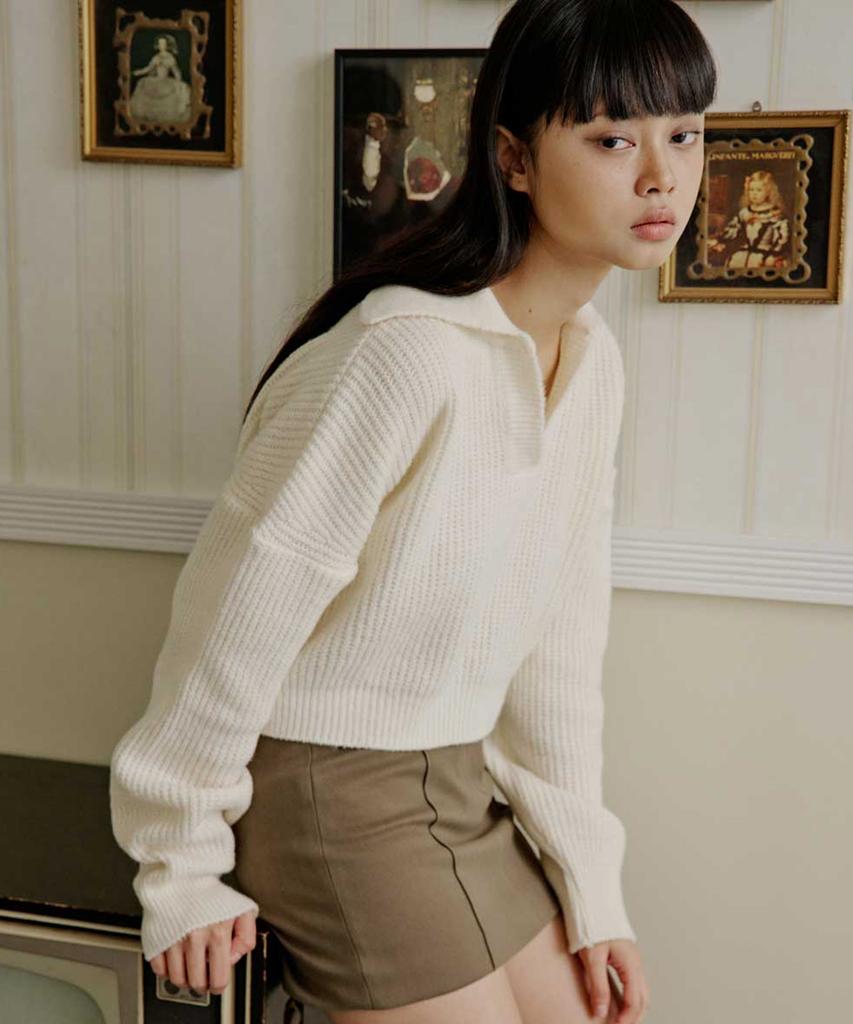 TOPGIRL Overfit Collar Knit Top_T326Tp125