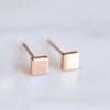 St. Delan Stainless Steel Small Square Fashion Earrings – Simple, Mini Titanium Studs