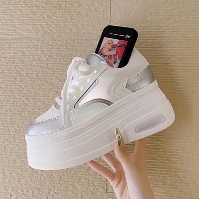 Модные женские кроссовки на толстой подошве 8 см, белые кеды для скейтборда на платформе, сетчатые дышащие повседневные вулканизированные туфли, лучшее качество