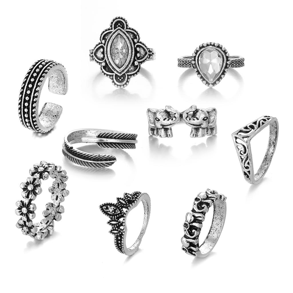 Благородное элегантное винтажное кольцо с бриллиантом, женские ювелирные изделия, универсальные аксессуары, модный комплект очаровательных колец