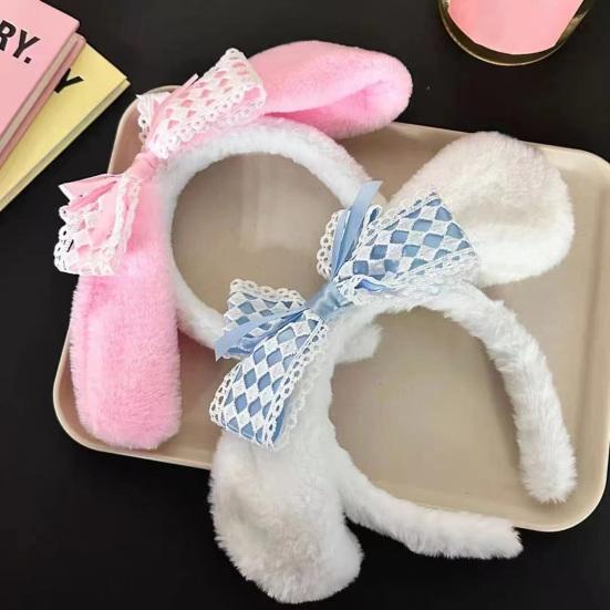 Милая повязка на голову с бантом и пушистыми ушками, мягкая эластичная повязка на голову для косплея на Хэллоуин, для детей, взрослых и девочек