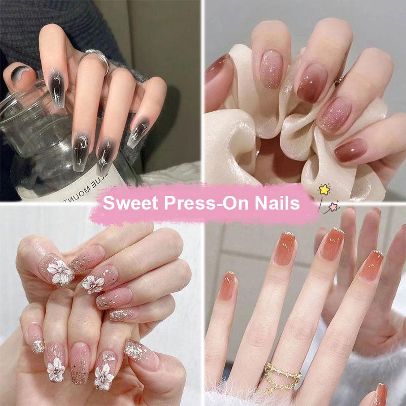 Набор накладных ногтей «Кошачий глаз» нежно-розового цвета, 30 шт., многоразовые, глянцевые, полупрозрачные, с гелевым блеском и легким снятием