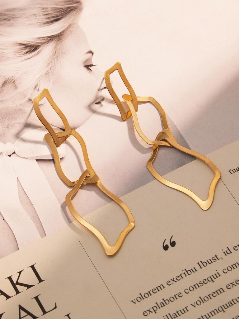 Oumika Позолоченный 18К Необычный Ювелирный Набор: Серьги, браслет и ожерелье из нержавеющей стали