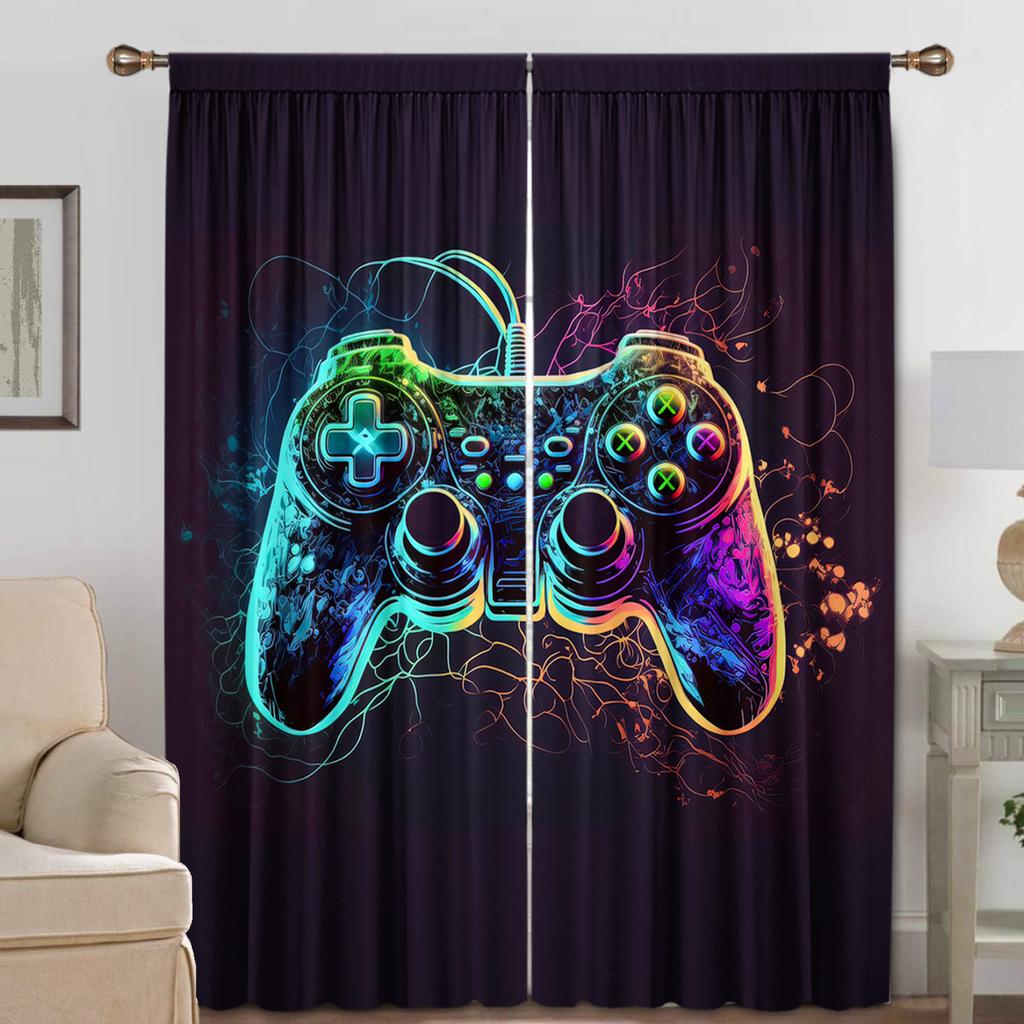 2PC Cool Curtain Gamepad Gamer Game Controller Console Curtains, подходит для кухни, кафе, гостиных, балконов, садов