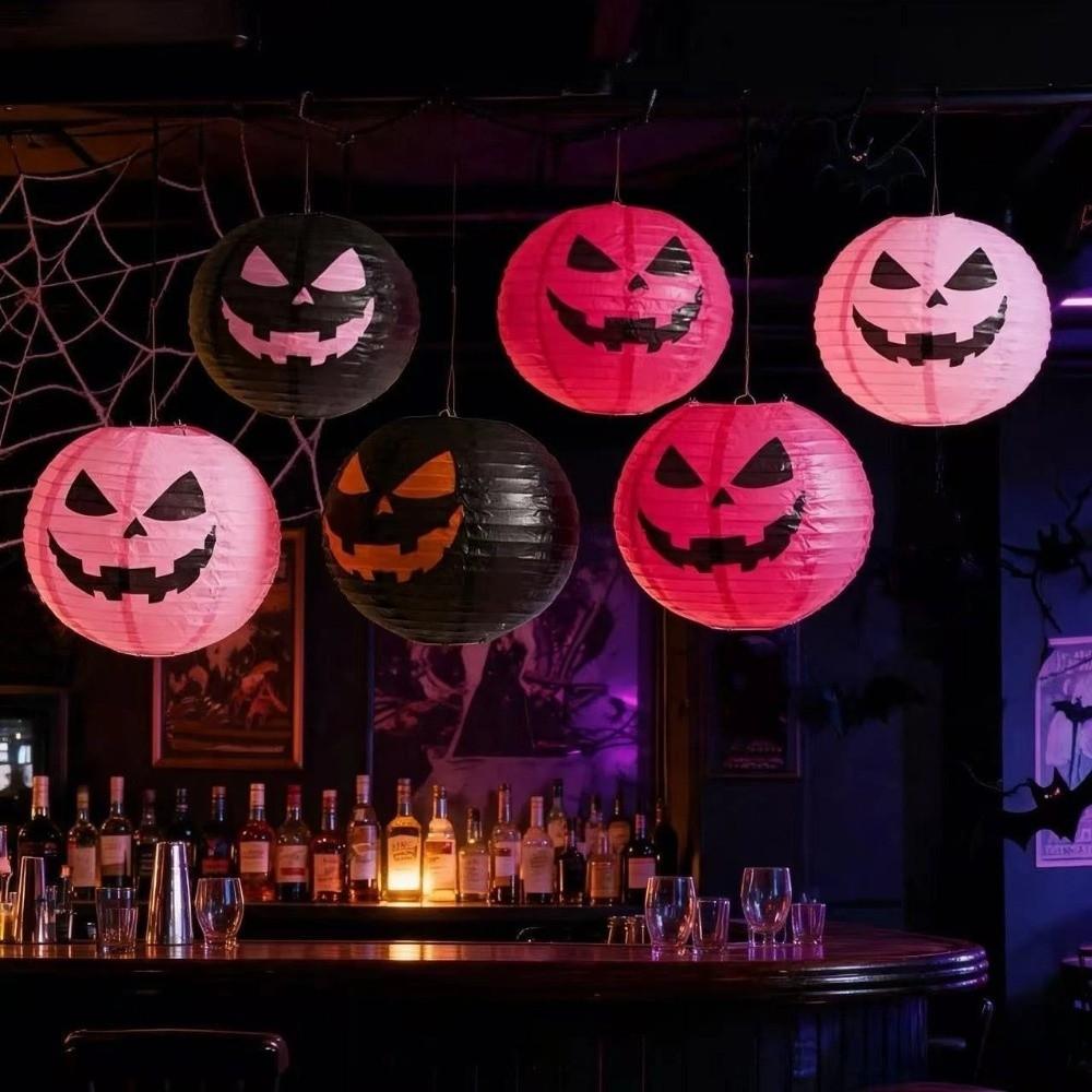 Handmade Halloween Lanterns Foldable Round Paper Lanterns Festival Lantern Indoor Use