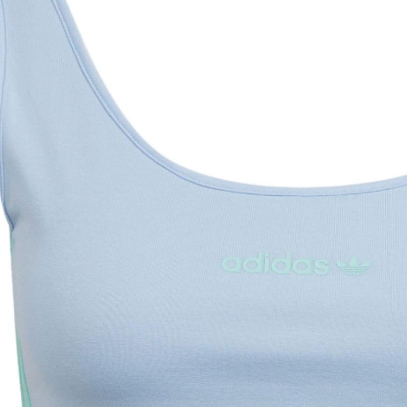 Adidas Originals Trefoil Crop Tank Top With Logo Lettering And Contrast Stripes Women Tops Light-Pink Blue IT8159