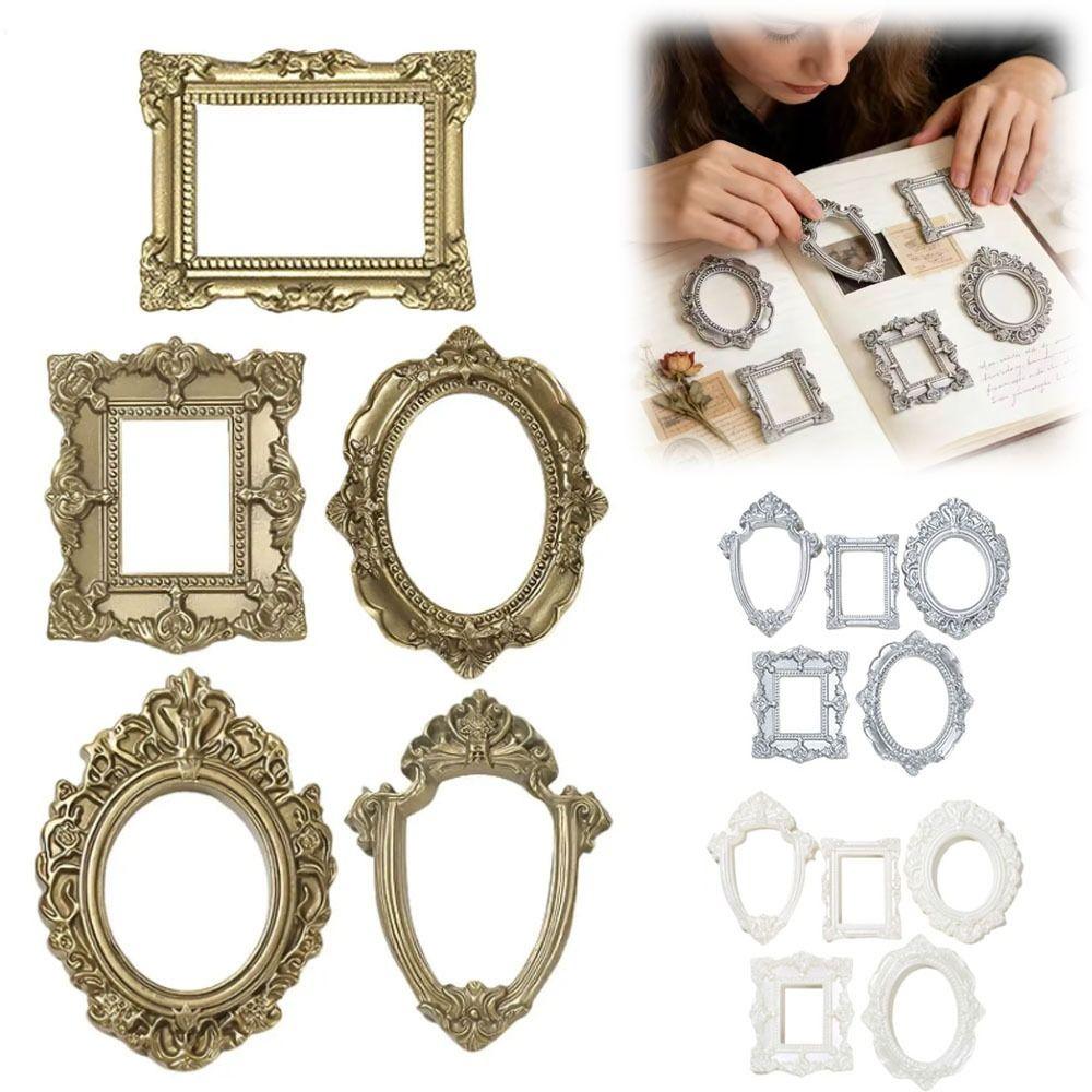 5 шт. Винтажные смоляные рамки-витрины для DIY Золотые мини-рамки для фото DIY Рамки для демонстрации воспоминаний Подарки
