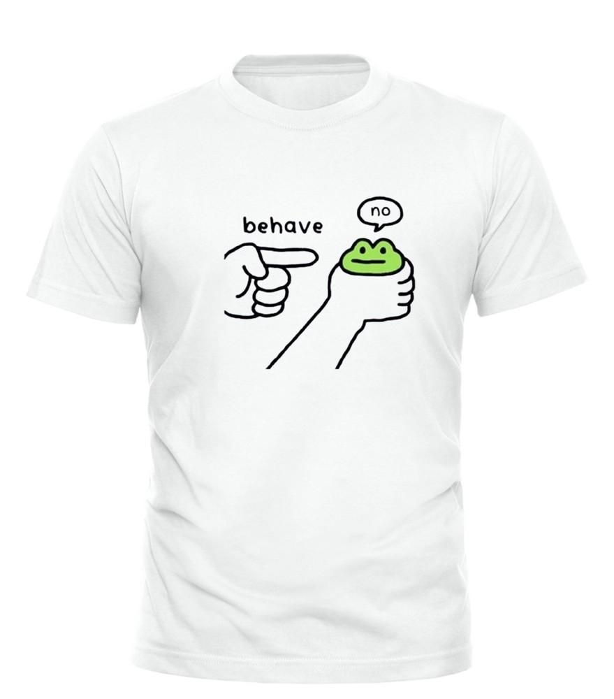 Funny Frog T Shirt Behave No Sarcastic Meme Cartoon Unisex Tee Graphic Top Gift Unisex T-Shirt