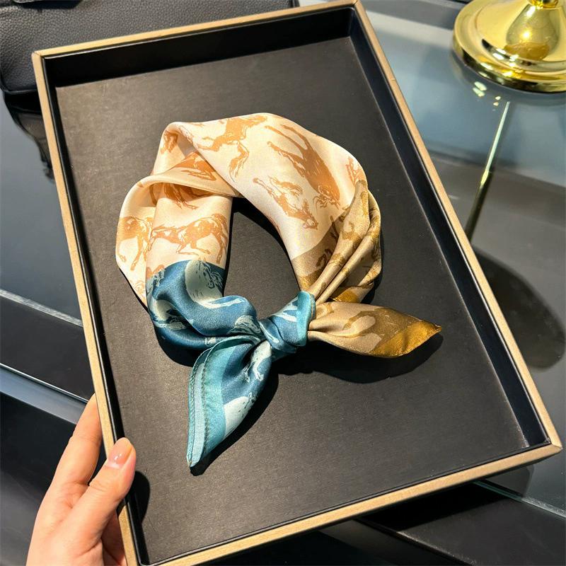 New 100% Natural Real Silk Scarf Women Bandana Square Scarves Wrap Kerchief Mulberry Fashion Luxury High Quality Hijab For Lady