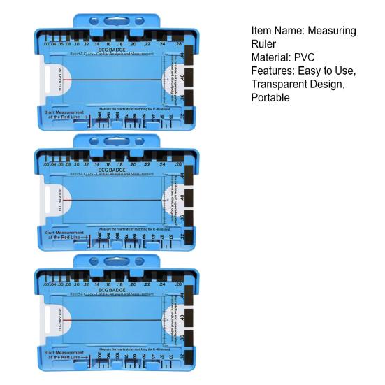 Transparent 7-Step Ruler Measuring Tool Waterproof Compact Design ECG-Interpretation Pocket Reference Guide