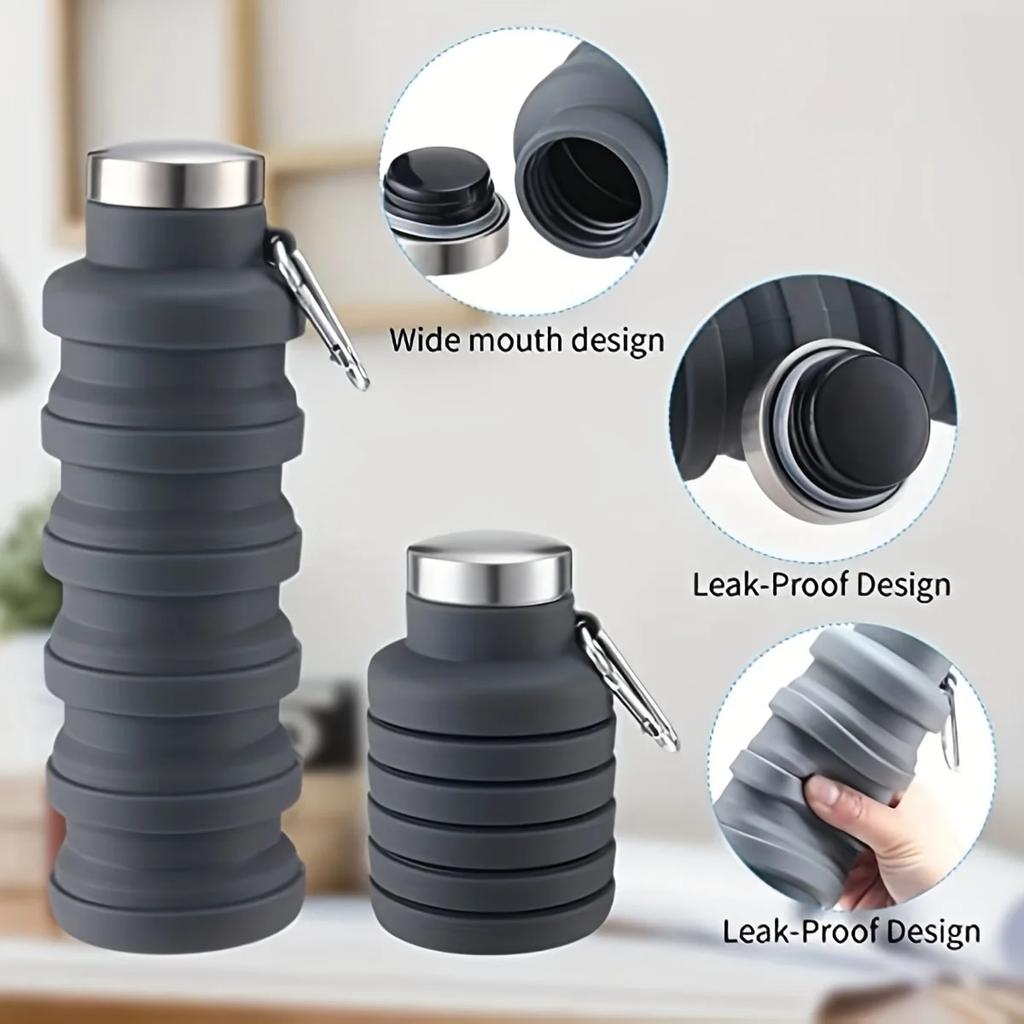1pc Collapsible Water Bottle Reuseable BPA Free Silicone Foldable Bottles Lightweight Hiking Cup For Outdoor Activity Mountaineering Tours