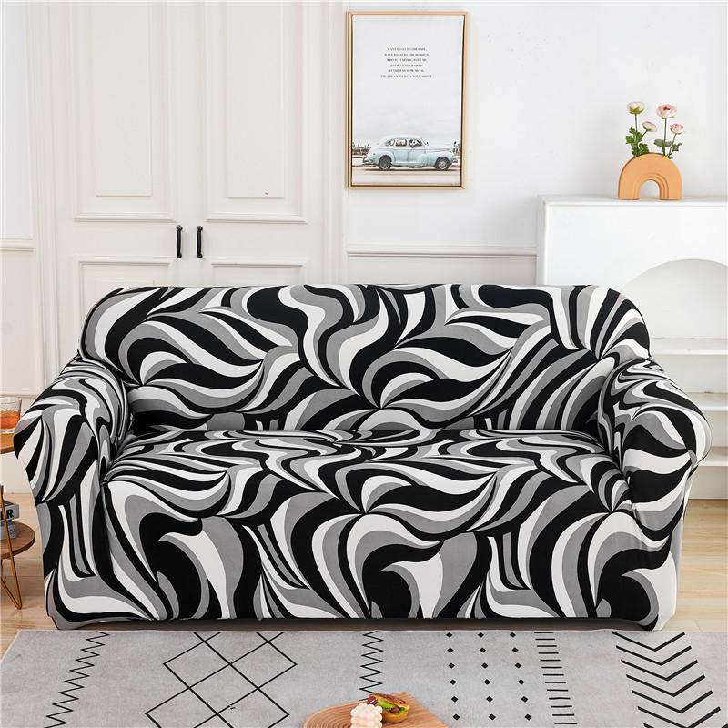 Printed Sofa Cover Stretch Couch Cover Sofa Slipcover Furniture Protector with Skid Foam Sticks and Elastic Bottom for Kid, Pets