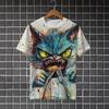Trendy Demon Cat Graphic Men's T-shirts Summer Short Sleeve 3D Printed Streetwear Loose Harajuku O Neck Tees