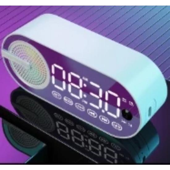 Новые настольные часы с динамиками Bluetooth, FM-радио, будильник, Hi-Fi звук, HD-зеркальный экран, поддержка TF-карт, домашние часы рядом