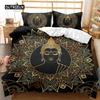 Комплект постельного белья с изображением Будды размера King Size, золотистая мандала, азиатская культура, комплект постельного белья из микрофибры, экзотический ретро-стиль, покрывало
