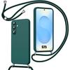 Case for Samsung Galaxy S25 - Shockproof Liquid Silicone with Adjustable Cord Night Green