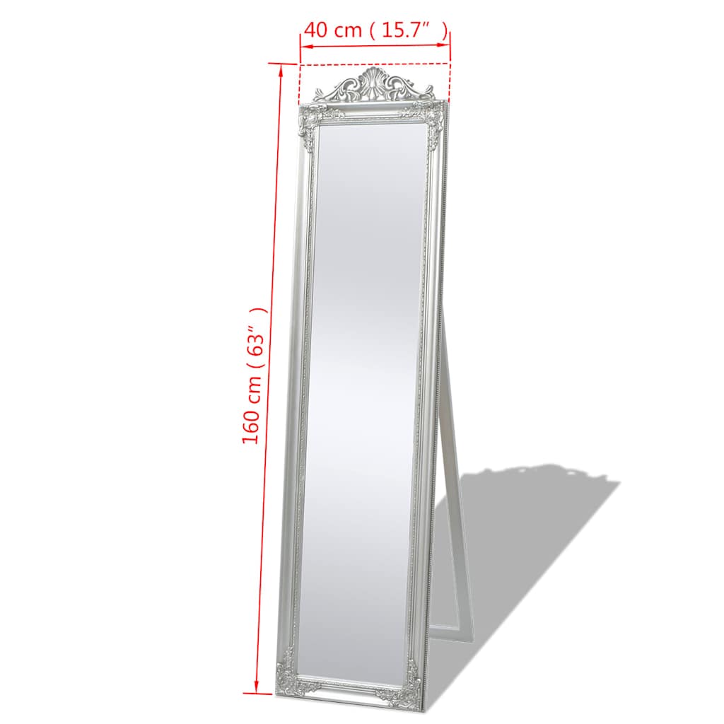 Full Length Mirror in Baroque Style 160x40 cm Silver