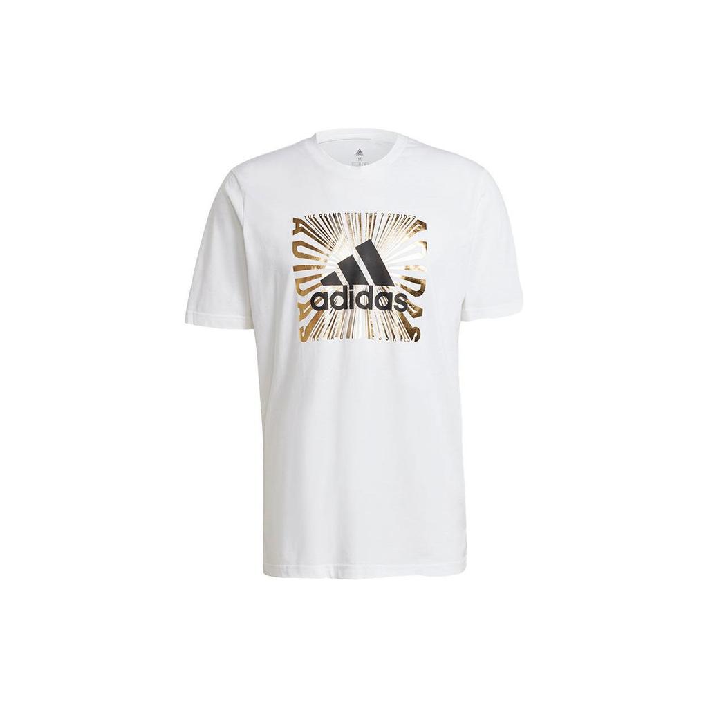 Adidas Alphabet Logo Print Casual Breathable Short Sleeve T-Shirt Men Tops White GL2392