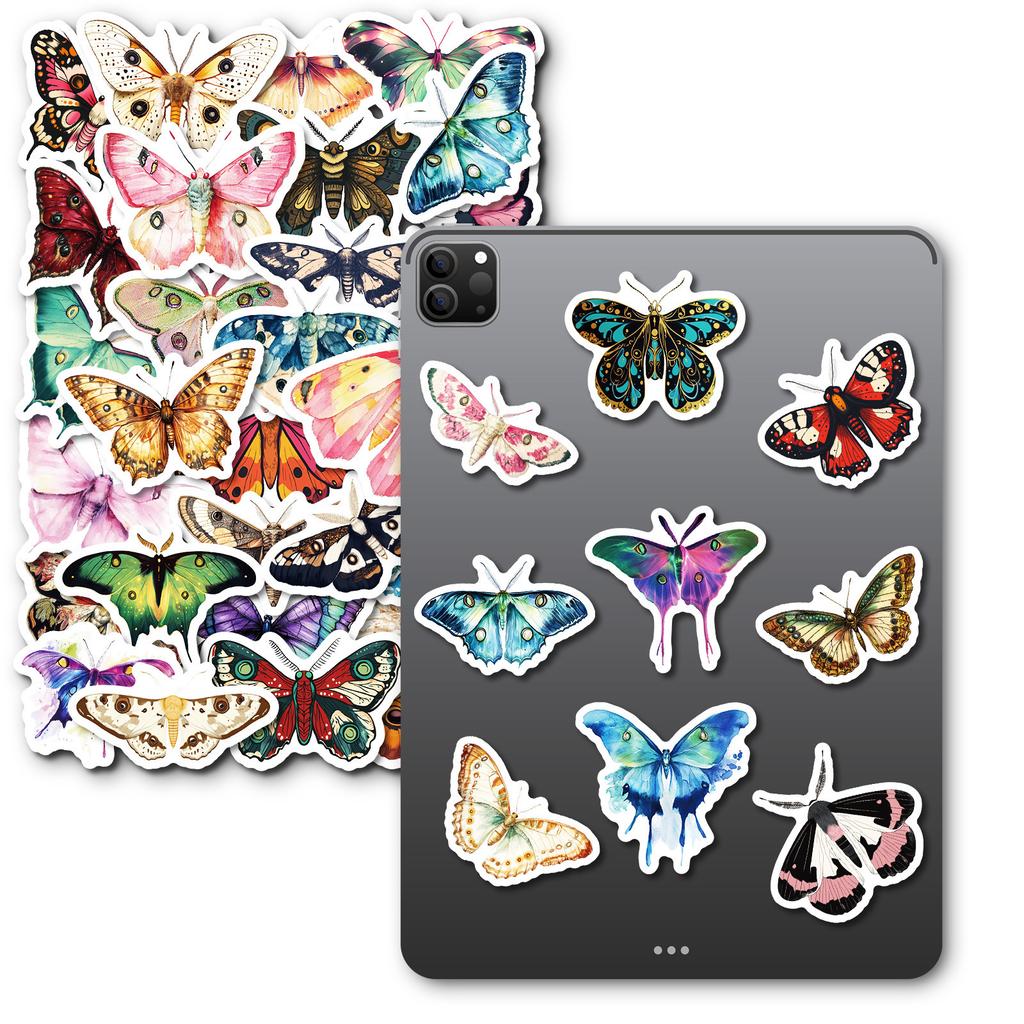50 Retro Realistic Butterfly Moth Aesthetic Creative Graffiti Sticker Mobile Phone Case Handbook Material Self-adhesive Waterproof