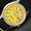 5 AUTOMATIC VINTAGE JAPAN 7009A MENS YELLOW COLOR DIAL WATCH A701371-5 R206a-a701371