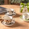 Винтажный керамический набор кофейной чашки и блюдца Изысканная чашка для латте для послеобеденного чая Ручная роспись Чувство дизайна Чашка для воды с ручкой