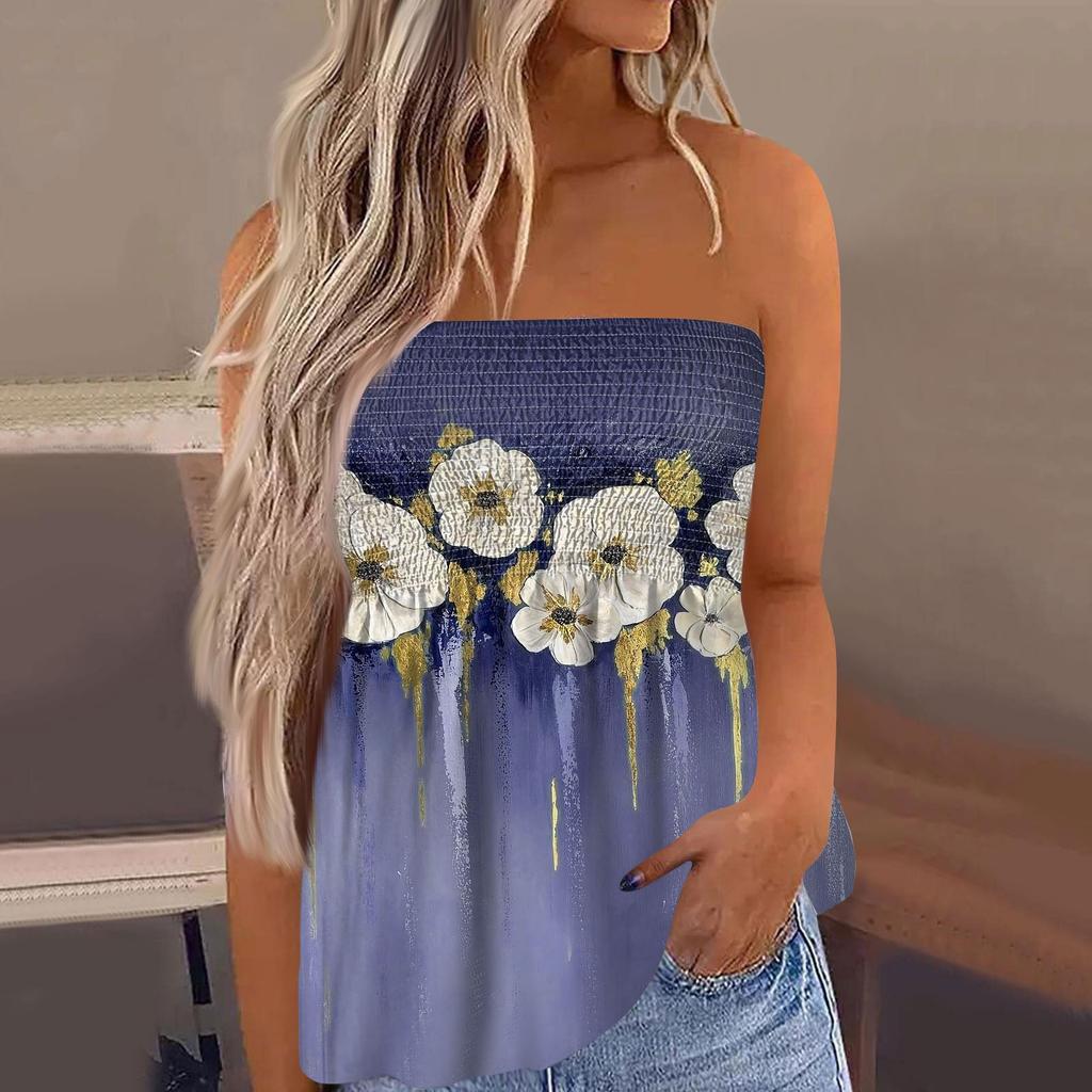 2024 топы для женщин, милая сексуальная футболка без рукавов с открытыми плечами и цветочным принтом