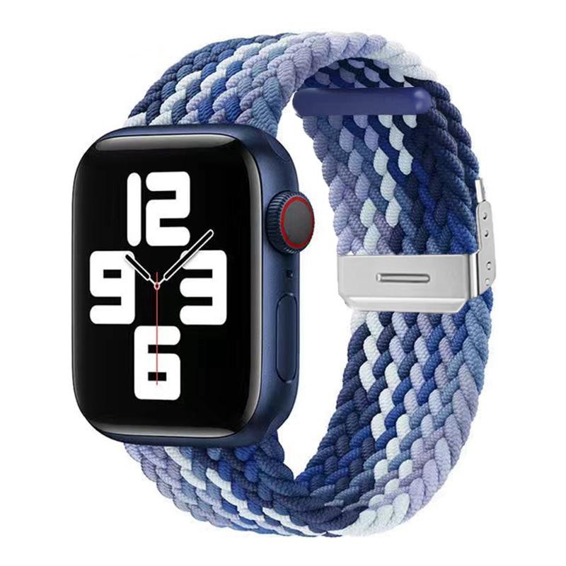 Nylon Fabric Band for Apple Watch Series 8 7 6 SE 5 4 3 38 40mm 42mm 44mm 41MM 45MM 49 Ultra Braided Solo Loop Strap for Iwatch