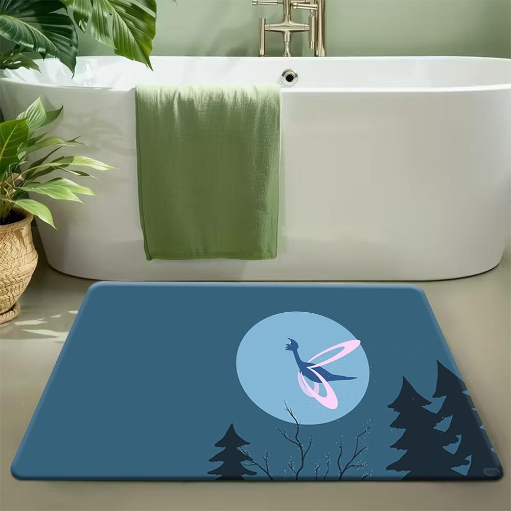 Pokemon Gengar Starry Night Van Gogh Style Print Non-Slip Doormat, Absorbent Floor Mat for Home Decor