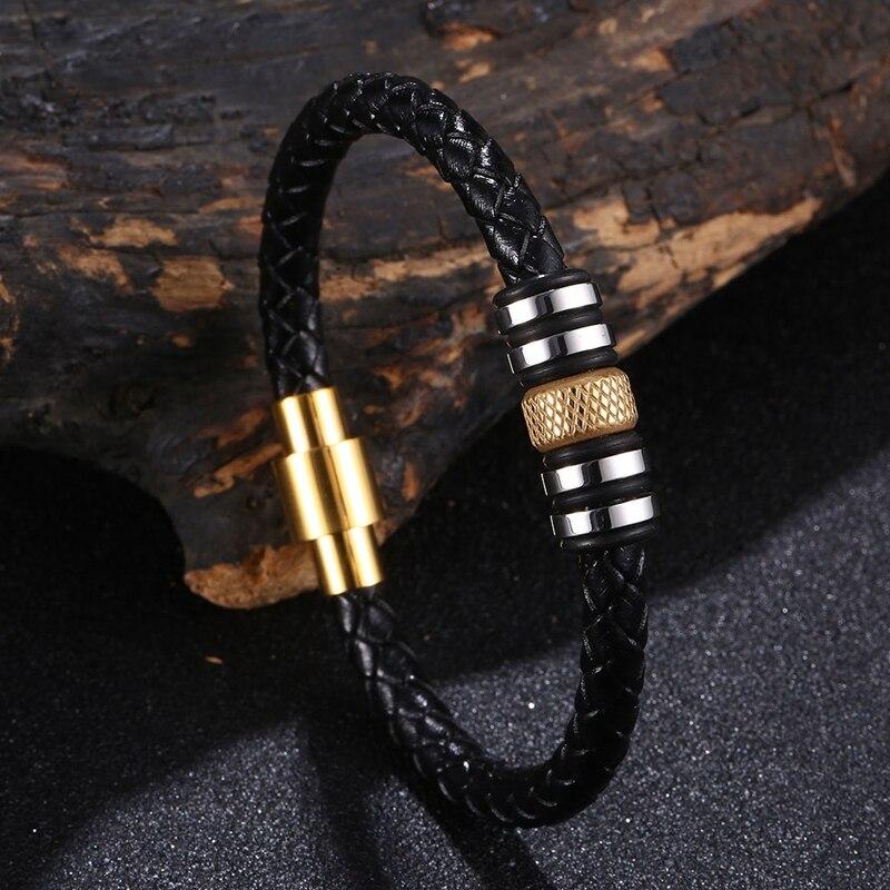 New Luxury Genuine Leather Bracelet Combination 3 Colors Men Bracelets Woven Bracelet Men Birthday Gift