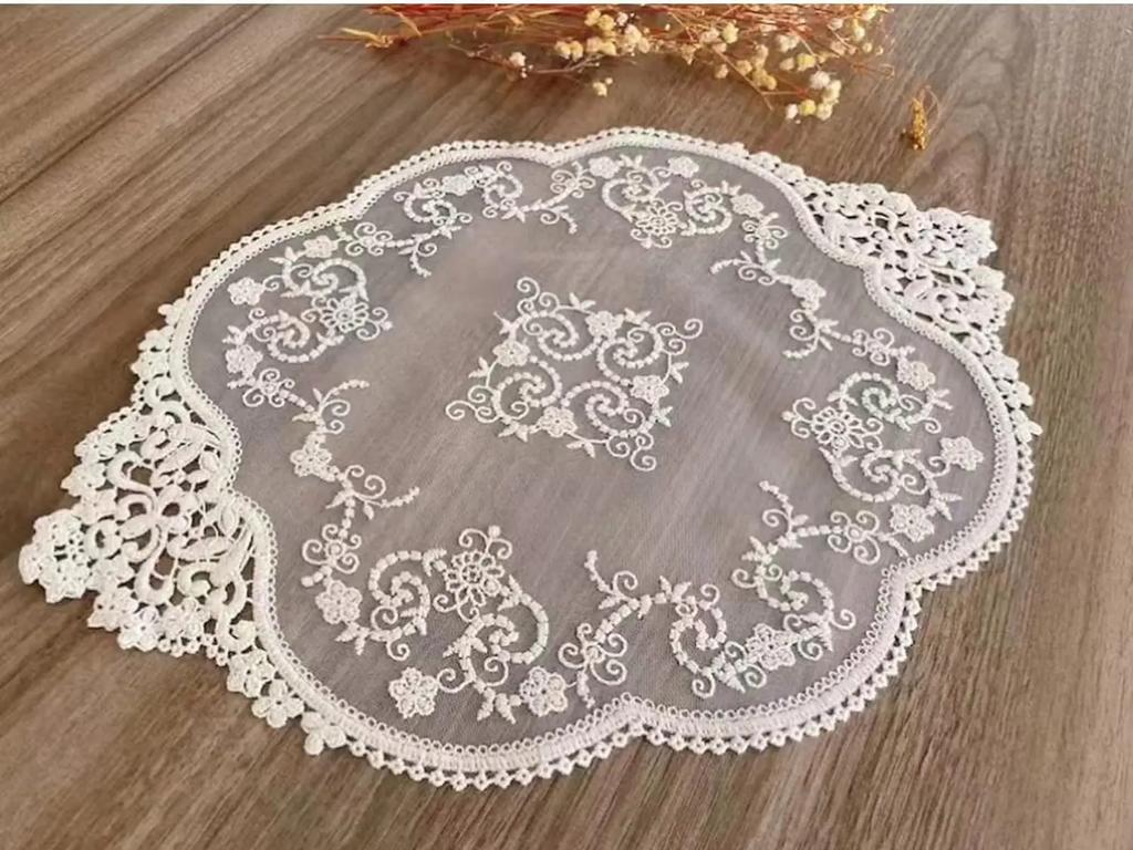 Retro Lace Placemats, French Crochet Doilies, Handmade Embroidered Table Mats Place Mats Cup Mat Placemats