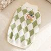 Autumn and Winter Dog Checkerboard Corgi Sweater Medium and Small Dog Warm Knitted Sweater Dachshund Pet Clothes