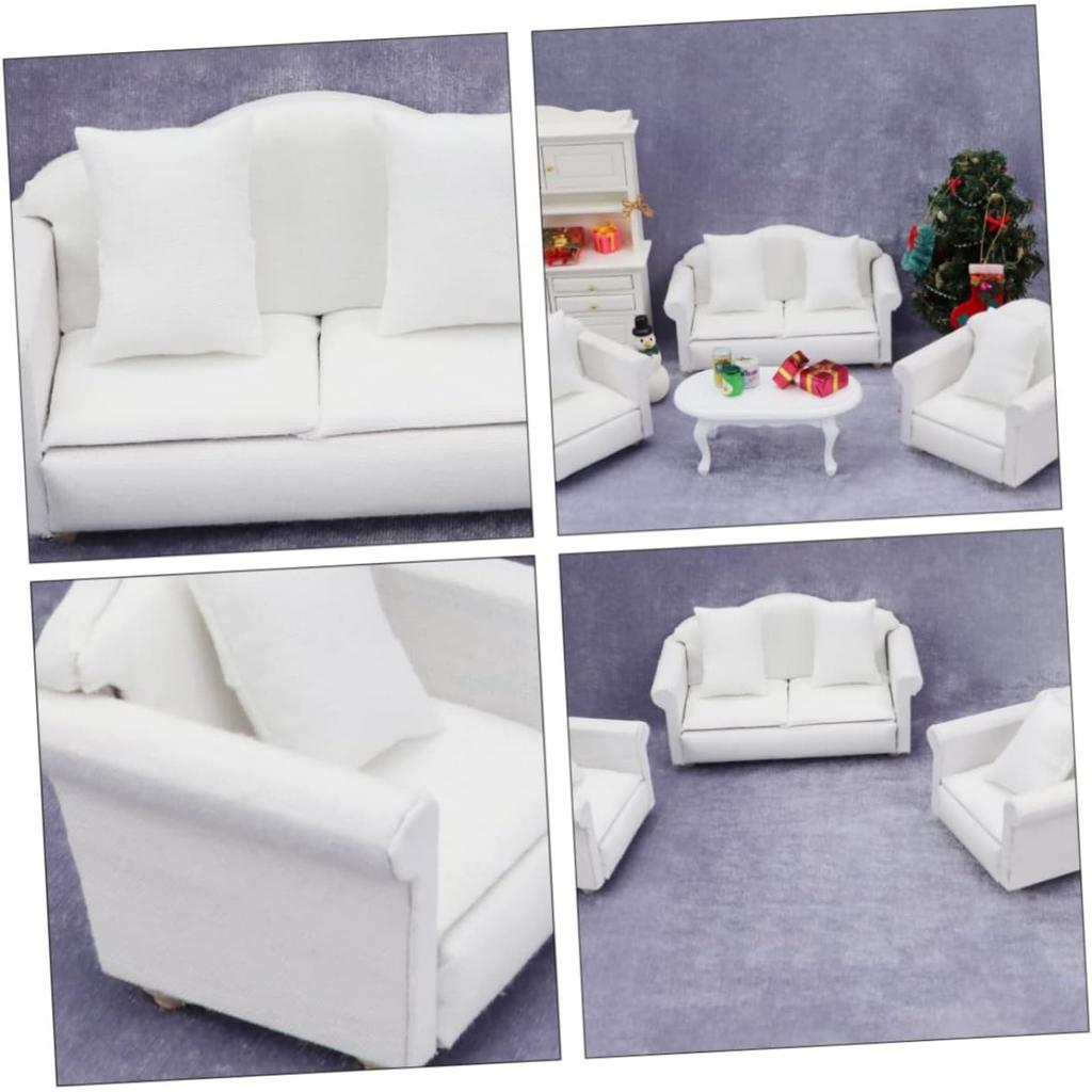 Мини-диваны Кукольный домик Диван Миниатюрная мебель Белый Декор Реквизит для фотографий Модель дивана для мини-дивана Мебель Мини-мебель Мини-диван Деревянный набор