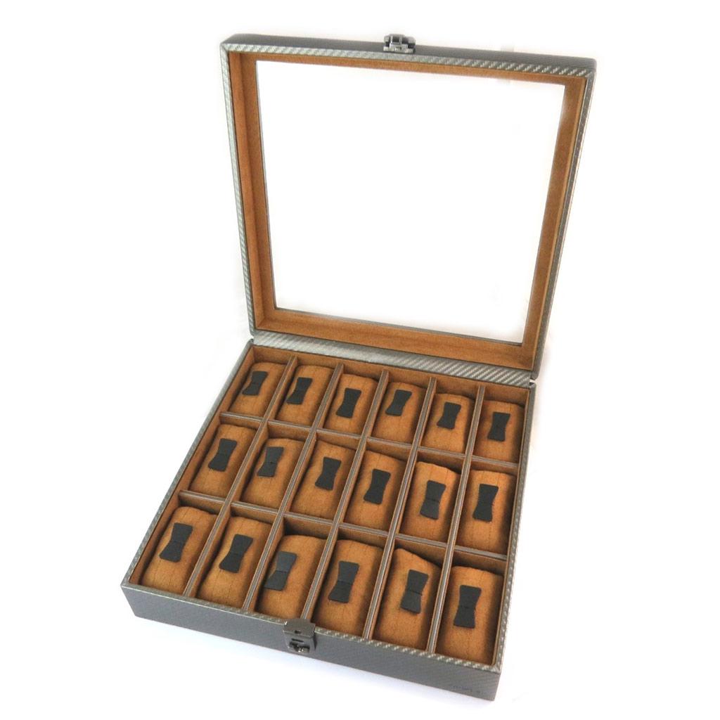Davidt's [N9387] - Coffret à montres 'Graphite Design' gris marron (18 montres) - 31. 5x31x8. 5 cm