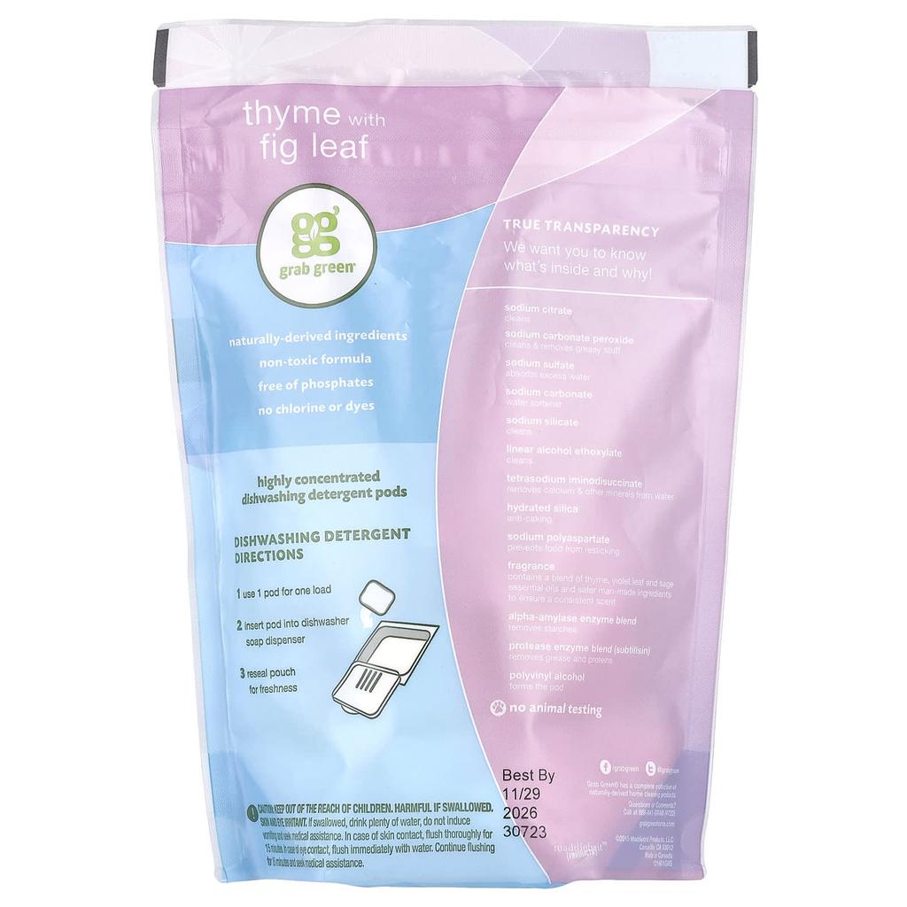 Automatic Dishwasher Detergent Pods, Thyme with Fig Leaf, 24 Loads, 432G(15.2Oz)