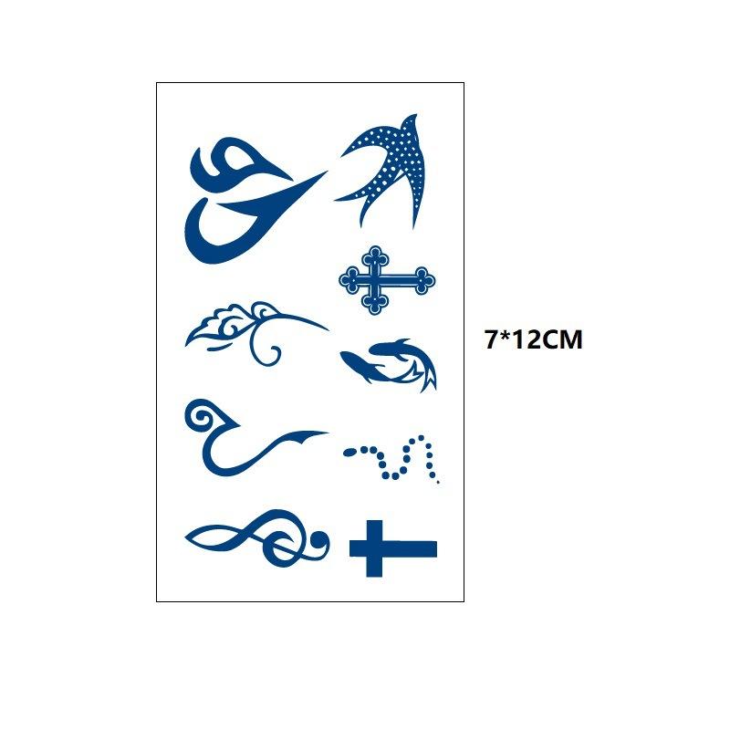 Маленький свежий крест ЭКГ маленькая змея рыбий хвост маленький узор неотражающая переносимая вода имитация стойкой татуировки наклейка
