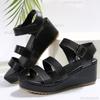 2025 Size 35-43 Platforms Sandals Thick Bottom Fish Mouth Sandals Wedge Roman Style Casual Ankle Strap Ladies Shoes