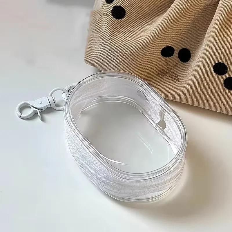 Новая круглая черная прозрачная сумка для хранения из ПВХ, органайзер для ювелирных изделий, портативный брелок, сумки для хранения кабелей для передачи данных, наушников, монет, зарядных устройств