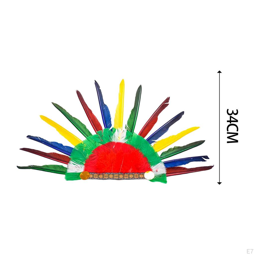 American Chief Indian Hat Feather Headdress Head Accessories Headpiece Headband Headwear for Party
