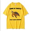 Смешные футболки Save A Turtle Dont Wear Condoms Глупый Мем Мужские Женские Летняя Мода 100% Хлопок Оверсайз Футболки Уличная Одежда
