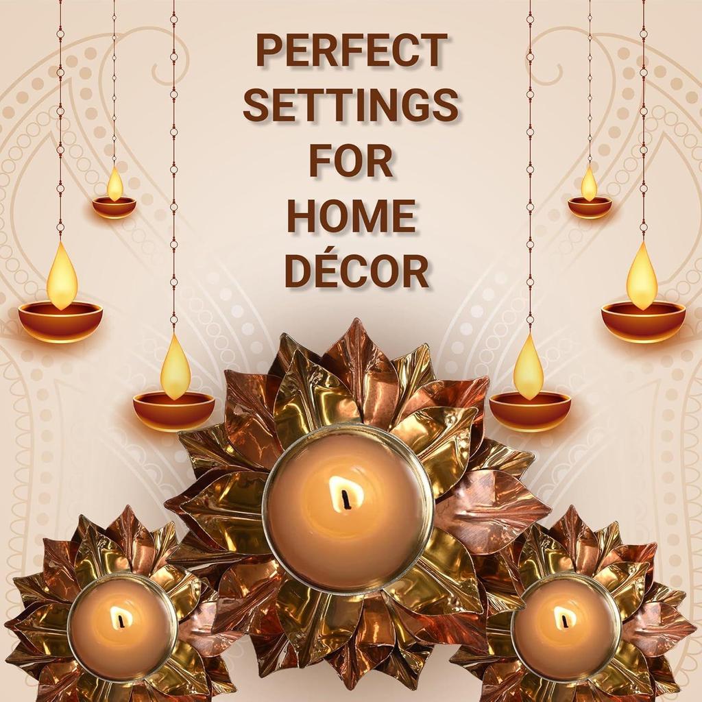 Copper Metal Brass Lotus Diya for Puja Home Decoration Item Gift Kamal Akhand Diyas Deepak Oil Lamp Pooja