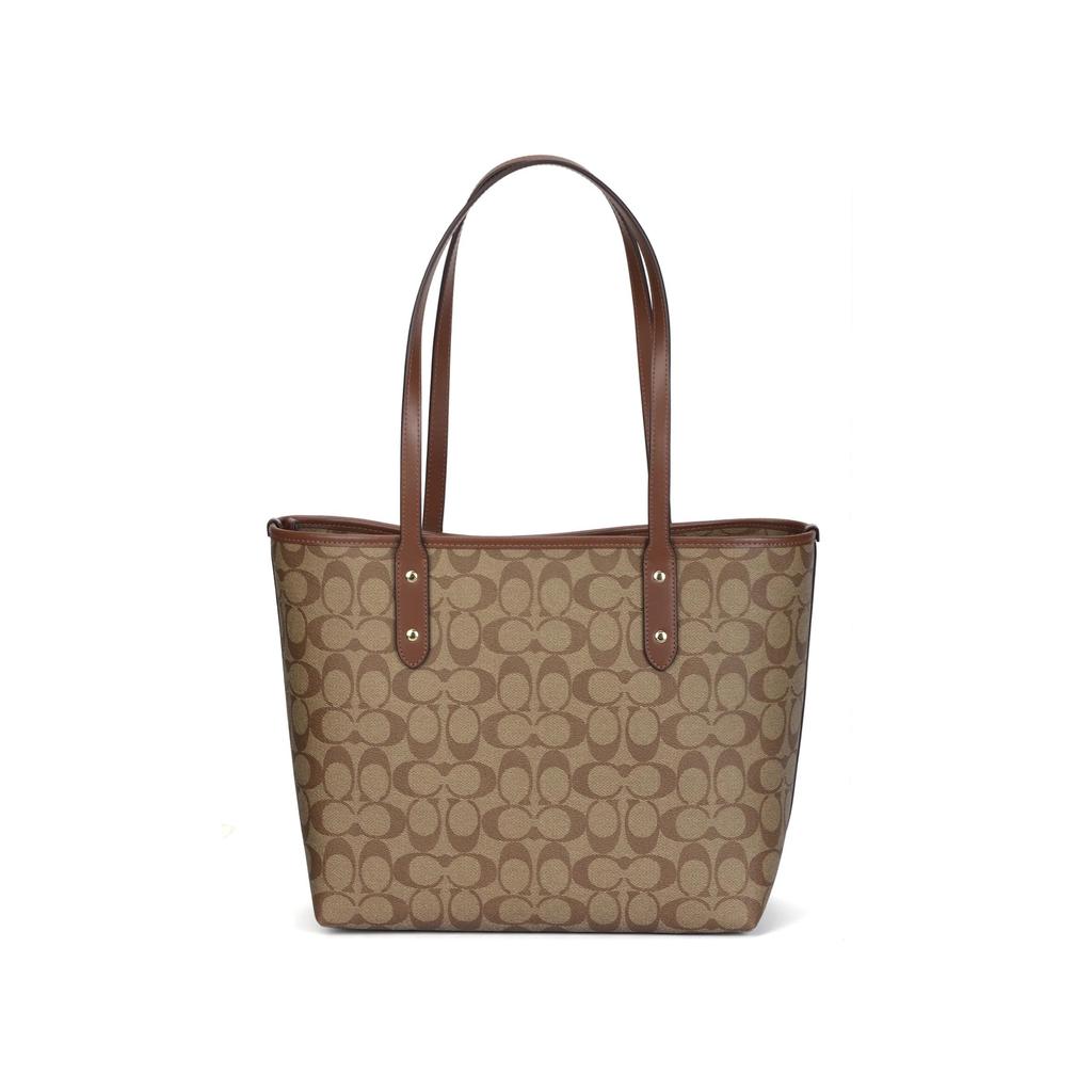 COACH City Zip Tote Artificial Leather Handbag , Shoulder Bag Large Women's Khaki (Unisex) Shoulder Bags 58292 IME74