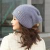 Autumn and Winter Polyester Wrapped Head Cap Knitted Hat Women's Warm Hat Wool Handmade Jacquard Hat