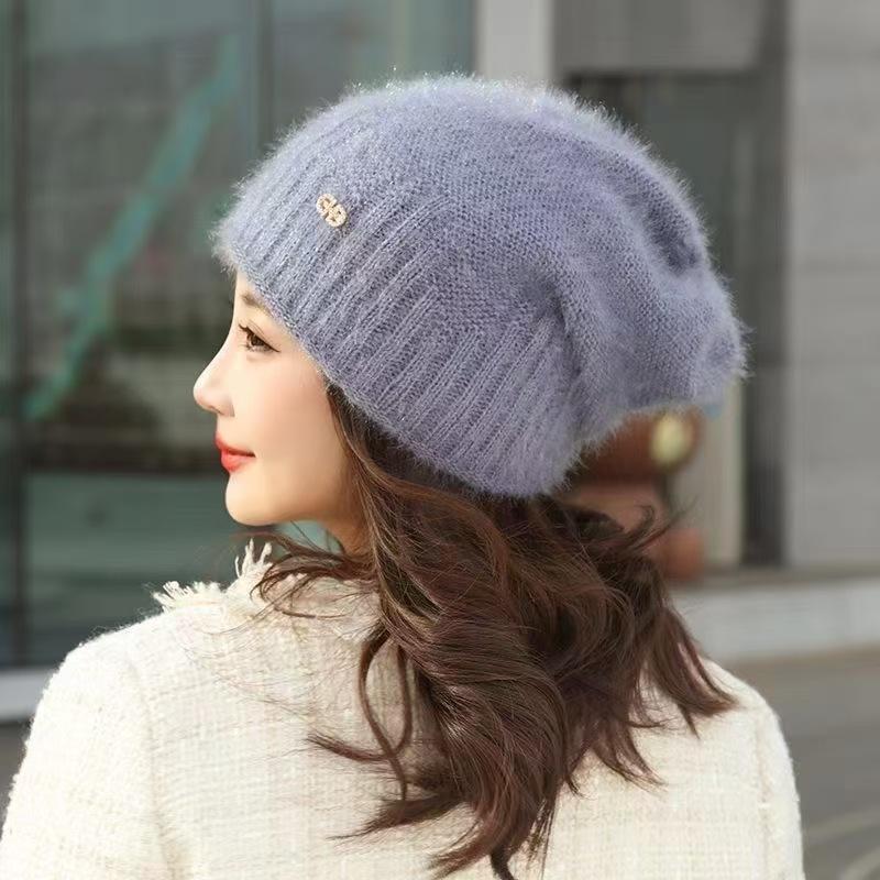 Autumn and Winter Polyester Wrapped Head Cap Knitted Hat Women's Warm Hat Wool Handmade Jacquard Hat