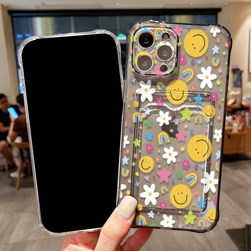 Чехол для телефона с держателем для карт Smile для iPhone 11 Fundas iPhone 13 16E 16 Pro Max14 15 12 XR X Xs 7 8 Plus SE противоударный мягкий чехол из ТПУ
