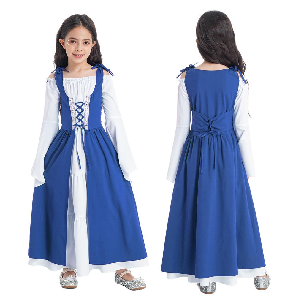 Костюм Средневекового Ренессанса для девочек, платье принцессы в стиле ретро, вечерние макси, бальное платье, наряд для косплея на Хэллоуин