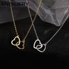 Double Love Heart Buckle Necklace for Women New Trend 2023 Simple Design Necklace Party Jewelry
