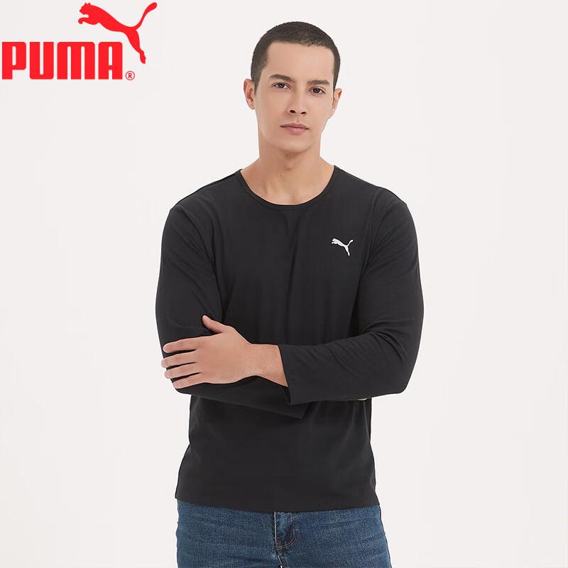 Puma Мужская футболка с длинным рукавом из хлопка, с круглым вырезом, 2 шт.