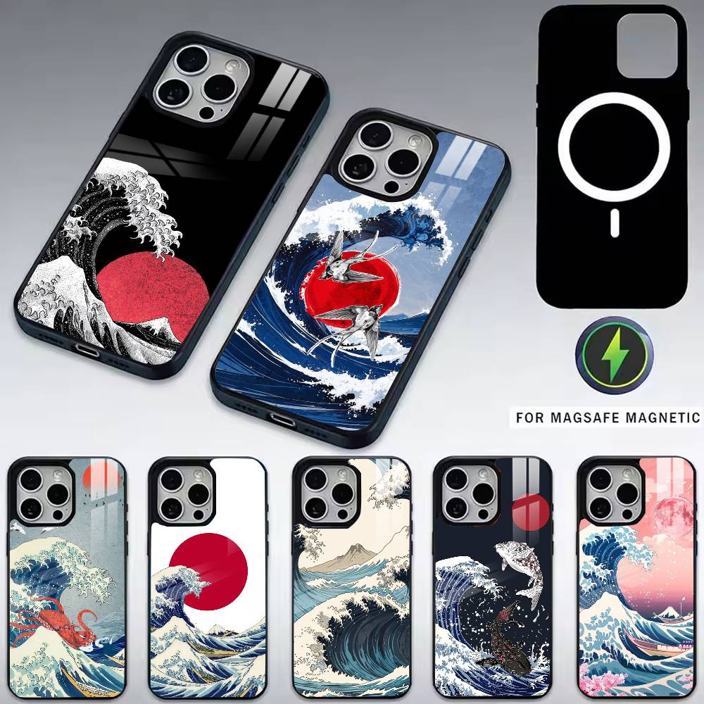 Kanagawa Great Wave-e Phone Case For iPhone17,16,15,14,13,12,11 Plus,Pro Magnetic with Magsafe Wireless Charging