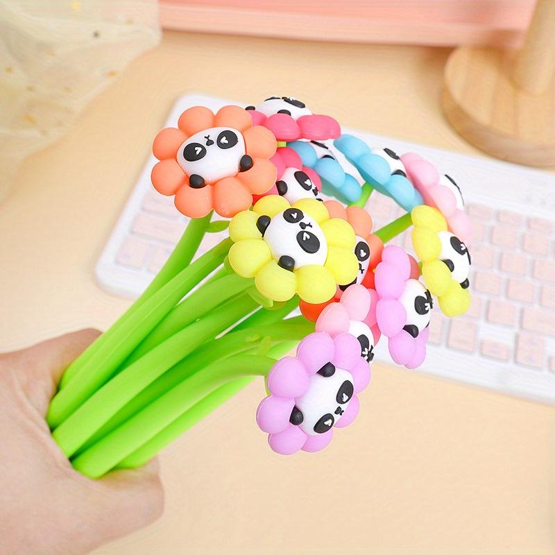 10 шт. ручек Panda Flower Shaking Neutral, черная ручка для подписи, мультяшная творческая ручка для студентов, канцелярские принадлежности
